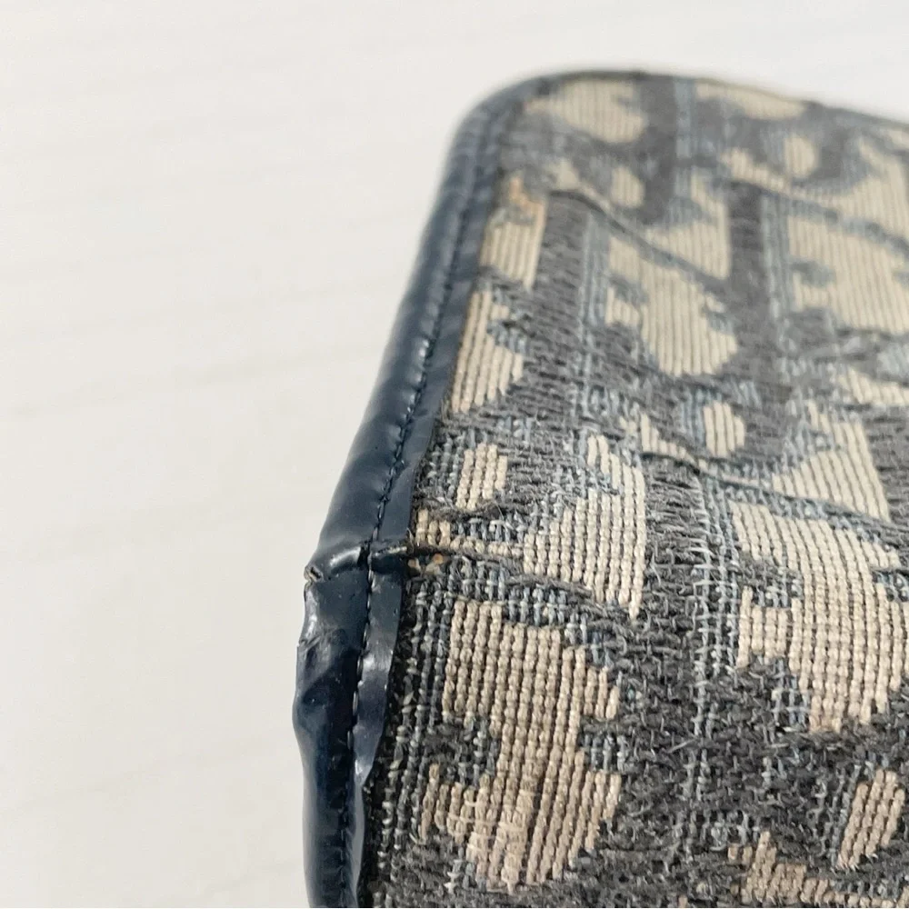 Christian Dior vintage blue trotter monogram canvas pouch